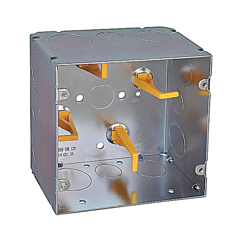 Steel City 82181T-1234-1 Square Telecommunication Box, Steel, 64 cu-in Capacity, (1) Outlets, (13) Knockouts, 5 in H x 5 in W x 2-7/8 in D